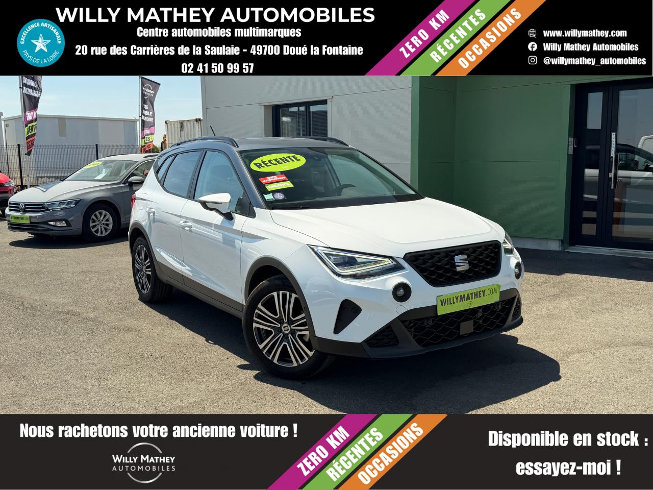 SEAT ARONA 1.0 ESSENCE 110 AUTOMATIQUE CAMERA DE RECUL + CARPLAY + ROUE DE SECOURS