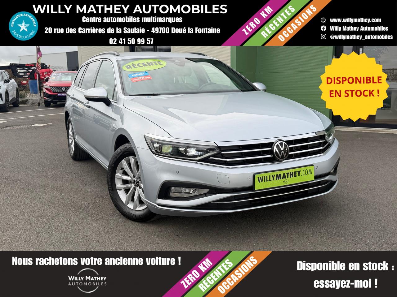 VOLKSWAGEN Passat SW 2.0 Diesel 122 Automatique - Siège et volant chauffant - Matrix Led - Caméra de recul