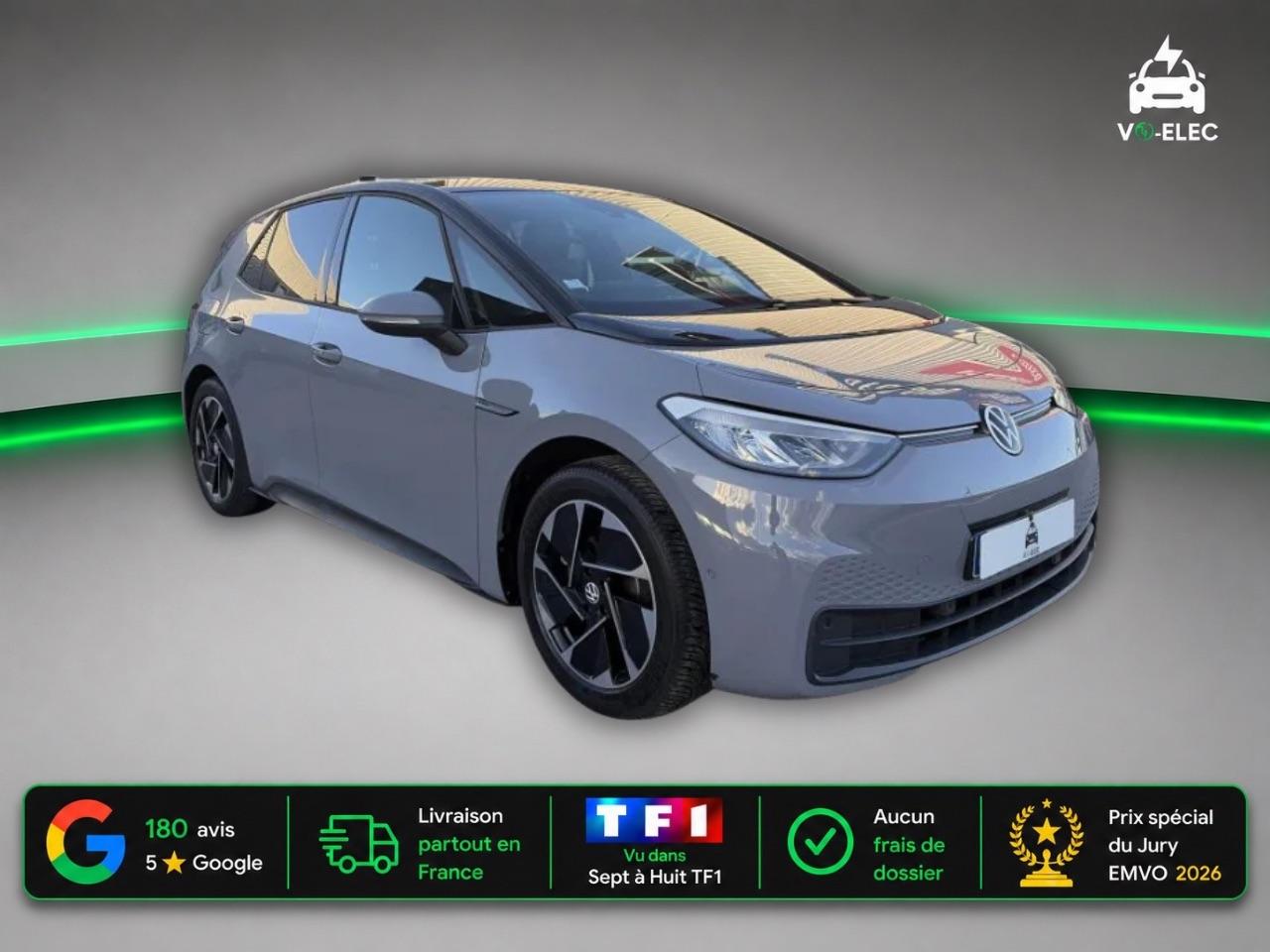 VOLKSWAGEN ID.3 Pro Performance Active 58 kWh - 204 CH - 1 ère main - SOH 92 %